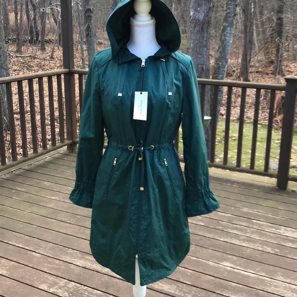 NWT! COLE HAAN Size M dark teal jacket with hood - Picture 2 of 10